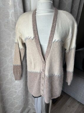 Worthington Womens Cardigan Silk Angora Wool Oversized Sweater Soft Sz M